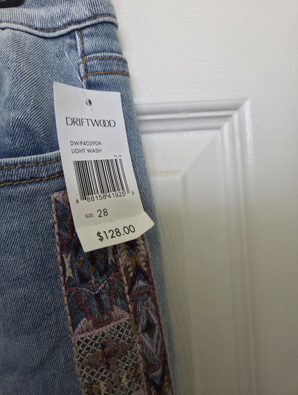 DRIFTWOOD Jackie Skinny-Leg Jeans Embroidered Side Panel Western Bohemian 28x28 - Picture 6 of 12